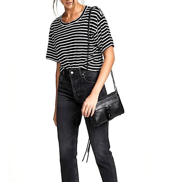 NEW‼️ REBECCA MINKOFF - Mini M.A.C Black Embossed Leather Crossbody Bag - Picture 15 of 17
